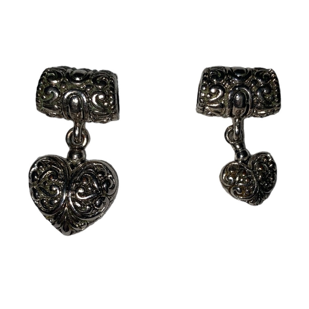 Filigree Heart dangle charms one small heart one large heart